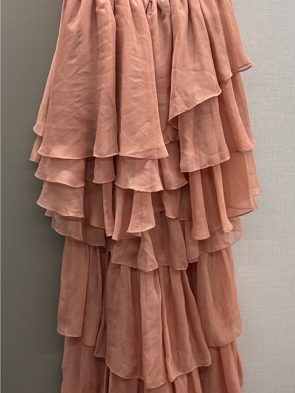 Dusty Pink Ruffled High-Low V-Neck Dress - Picture 5 of 5